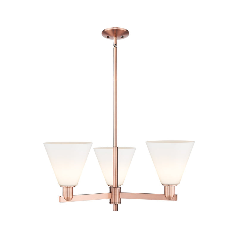 Innovations Berkshire Glass 30in 3-Light Pendant | Industrial Antique Copper Steel and Matte White Glass | Kitchen Island & | Model 716-3CR-AC-GBC-81
