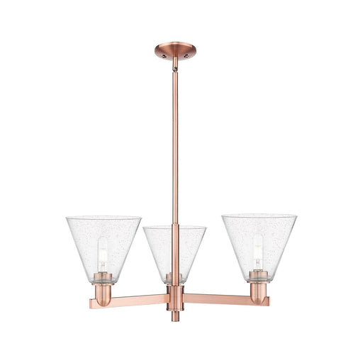 Innovations Berkshire Glass 30in 3-Light Pendant | Industrial Antique Copper Steel and Seedy Glass | Kitchen Island & Dining | Model 716-3CR-AC-GBC-84
