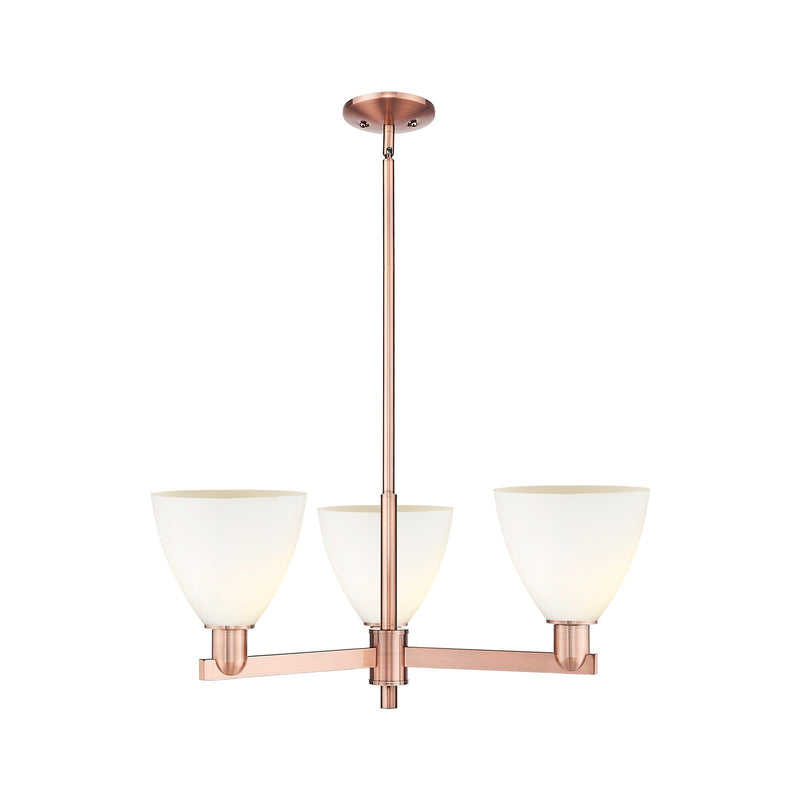 Innovations Bristol 29in 3-Light Pendant | Industrial Antique Copper Steel and Matte White Glass | Kitchen Island & Dining Room | Model 716-3CR-AC-GBD-751