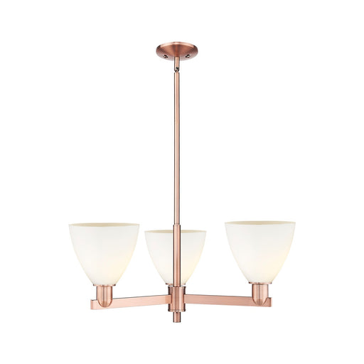Innovations Bristol 29in 3-Light Pendant | Industrial Antique Copper Steel and Matte White Glass | Kitchen Island & Dining Room | Model 716-3CR-AC-GBD-751