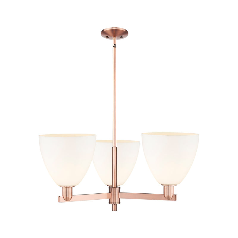 Innovations Bristol 31in 3-Light Pendant | Industrial Antique Copper Steel and Matte White Glass | Kitchen Island & Dining Room | Model 716-3CR-AC-GBD-91
