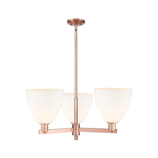 Innovations Bristol 31in 3-Light Pendant | Industrial Antique Copper Steel and Matte White Glass | Kitchen Island & Dining Room | Model 716-3CR-AC-GBD-91
