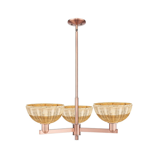 Innovations Lighting Bristol Natural II 31in 3-Light Pendant | Industrial Antique Copper Steel and Natural Fiber Shade | Model 716-3CR-AC-NBD2-9-NAT