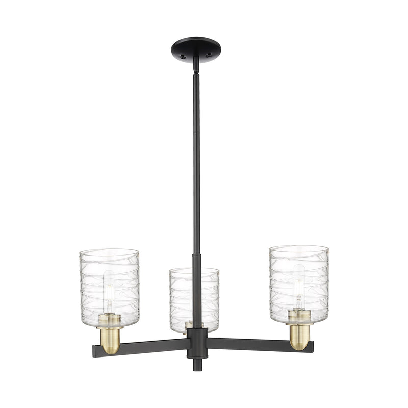 Innovations Cobbleskill 27in 3-Light Pendant | Industrial Black Antique Brass and Deco Swirl Glass | Kitchen Island & Dining | Model 716-3CR-BAB-G1113