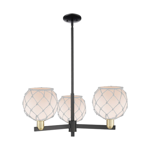 Innovations Farmhouse Rope 30in 3-Light Pendant | Industrial Black Antique Brass and White Frosted Glass Rope | Kitchen | Model 716-3CR-BAB-G121-8RW