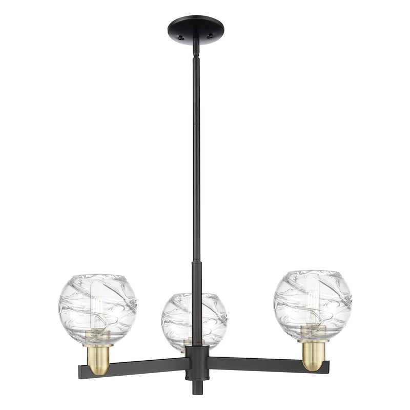 Innovations Athens Deco Swirl 27.62in 3-Light Pendant | Industrial Black Antique Brass Steel and Clear Glass | Kitchen | Model 716-3CR-BAB-G1213-6CL