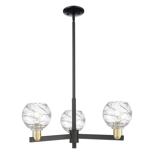 Innovations Athens Deco Swirl 27.62in 3-Light Pendant | Industrial Black Antique Brass Steel and Clear Glass | Kitchen | Model 716-3CR-BAB-G1213-6CL