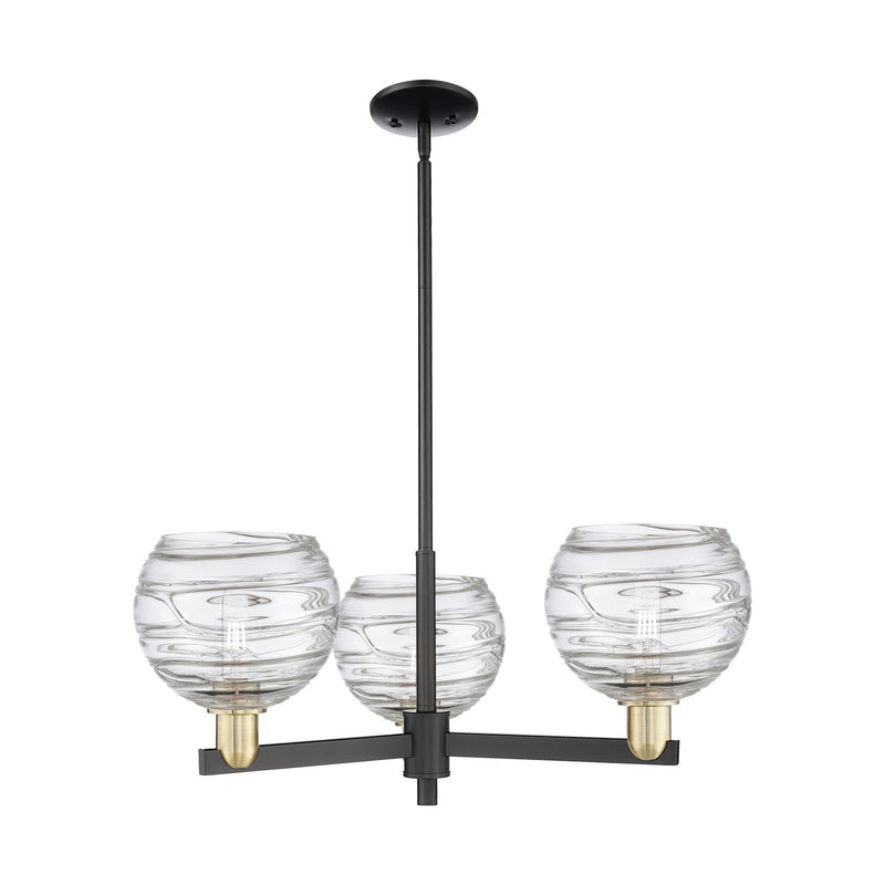 Innovations Athens Deco Swirl 30in 3-Light Pendant | Industrial Black Antique Brass Steel and Clear Glass | Kitchen Island & | Model 716-3CR-BAB-G1213-8CL