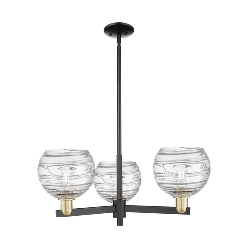 Innovations Athens Deco Swirl 30in 3-Light Pendant | Industrial Black Antique Brass Steel and Clear Glass | Kitchen Island & | Model 716-3CR-BAB-G1213-8CL