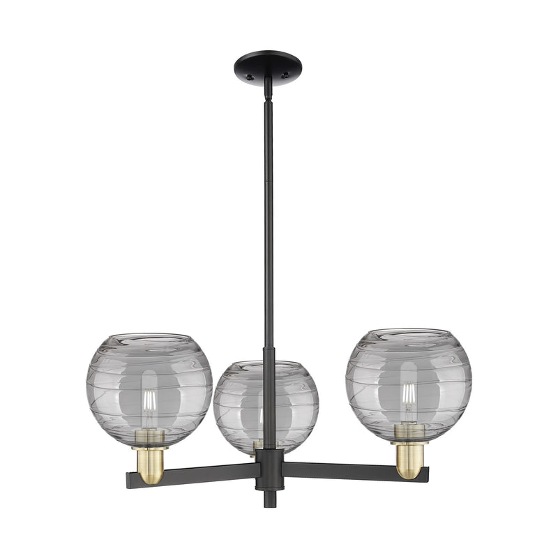 Innovations Athens Deco Swirl 30in 3-Light Pendant | Industrial Black Antique Brass Steel and Light Smoke Glass | Kitchen | Model 716-3CR-BAB-G1213-8SM