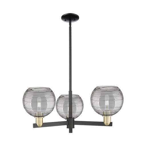 Innovations Athens Deco Swirl 30in 3-Light Pendant | Industrial Black Antique Brass Steel and Light Smoke Glass | Kitchen | Model 716-3CR-BAB-G1213-8SM