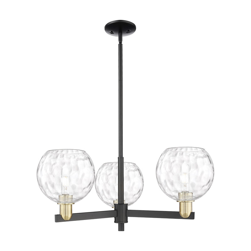Innovations Athens Water Glass 30in 3-Light Pendant | Industrial Black Antique Brass Steel and Clear Glass | Kitchen Island & | Model 716-3CR-BAB-G1215-8