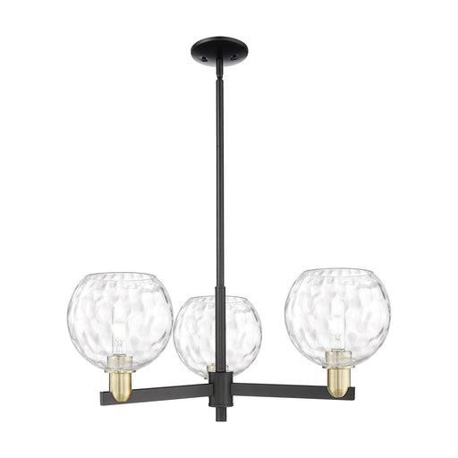 Innovations Athens Water Glass 30in 3-Light Pendant | Industrial Black Antique Brass Steel and Clear Glass | Kitchen Island & | Model 716-3CR-BAB-G1215-8