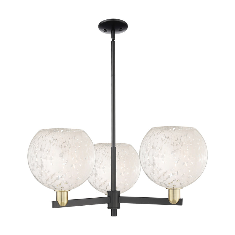 Innovations Lighting Arcadia 32in 3-Light Pendant | Industrial Black Antique Brass and White Mouchette Glass | Kitchen | Model 716-3CR-BAB-G1216-10WM