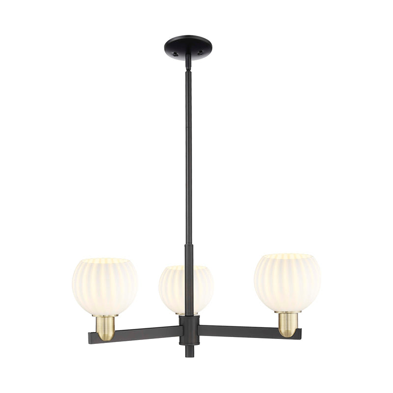 Innovations Lighting Arcadia 28in 3-Light Pendant | Industrial Black Antique Brass and White Venetian Glass | Kitchen Island | Model 716-3CR-BAB-G1217-6WV