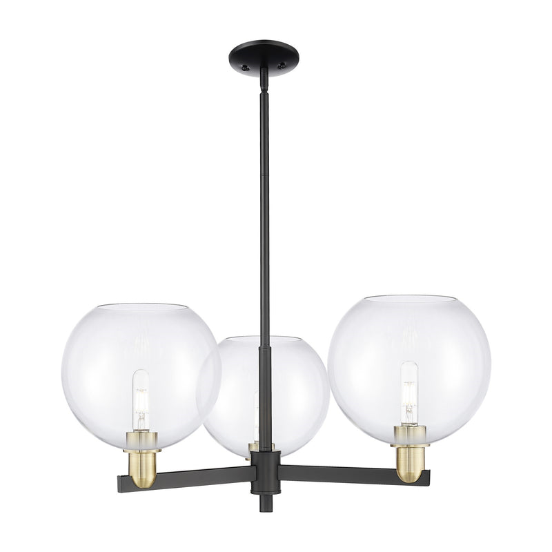 Innovations Athens 32in 3-Light Pendant | Industrial Black Antique Brass Steel and Clear Glass | Kitchen Island & Dining Room | Model 716-3CR-BAB-G122-10