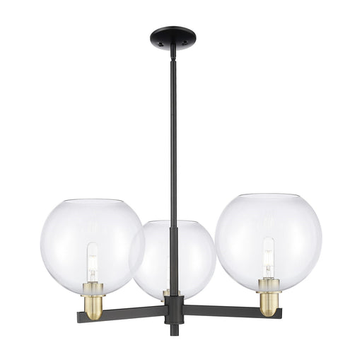 Innovations Athens 32in 3-Light Pendant | Industrial Black Antique Brass Steel and Clear Glass | Kitchen Island & Dining Room | Model 716-3CR-BAB-G122-10