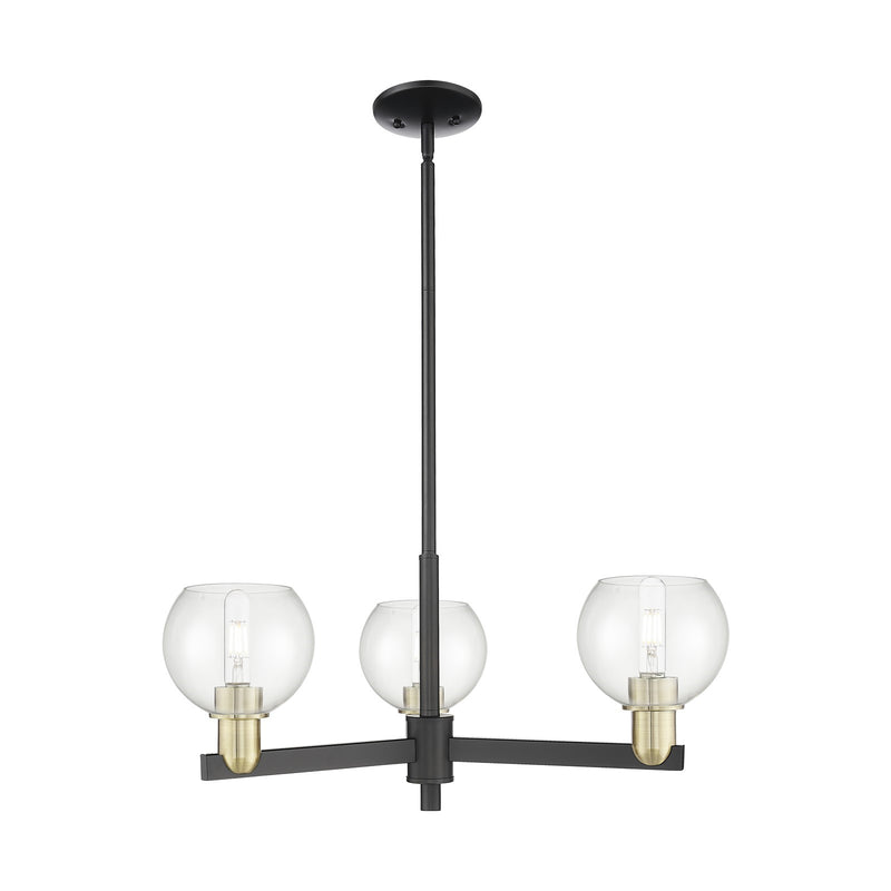 Innovations Athens 28in 3-Light Pendant | Industrial Black Antique Brass Steel and Clear Glass | Kitchen Island & Dining Room | Model 716-3CR-BAB-G122-6