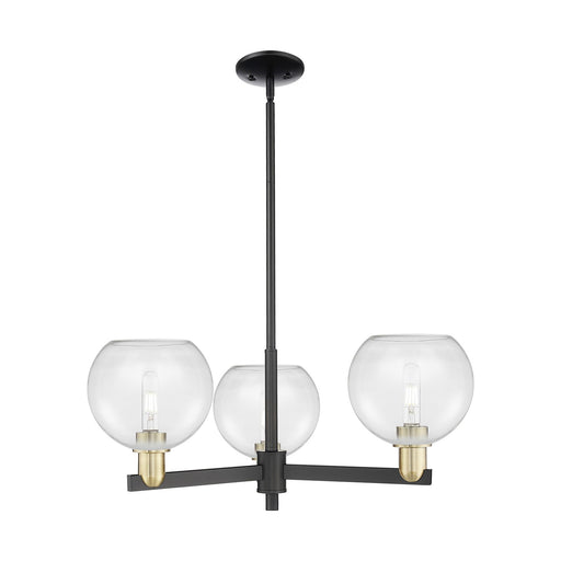 Innovations Athens 30in 3-Light Pendant | Industrial Black Antique Brass Steel and Clear Glass | Kitchen Island & Dining Room | Model 716-3CR-BAB-G122-8