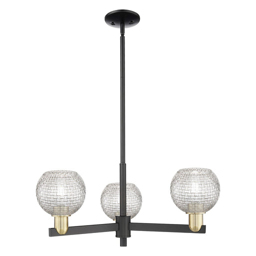 Innovations Athens 28in 3-Light Pendant | Industrial Black Antique Brass and Clear Basket Weave Glass | Kitchen Island & | Model 716-3CR-BAB-G122C-6CL