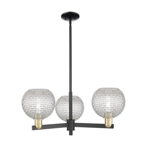 Innovations Athens 30in 3-Light Pendant | Industrial Black Antique Brass Steel and Clear Basket Weave Glass | Kitchen Island | Model 716-3CR-BAB-G122C-8CL
