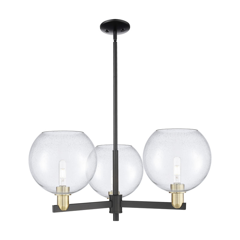 Innovations Athens 32in 3-Light Pendant | Industrial Black Antique Brass and Seedy Glass | Kitchen Island & Dining Room | Model 716-3CR-BAB-G124-10