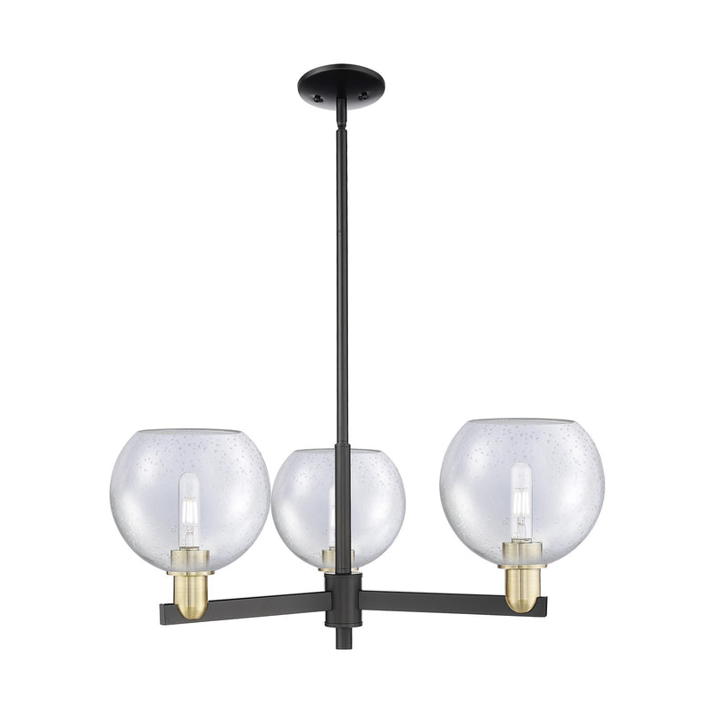 Innovations Athens 30in 3-Light Pendant | Industrial Black Antique Brass Steel and Seedy Glass | Kitchen Island & Dining Room | Model 716-3CR-BAB-G124-8