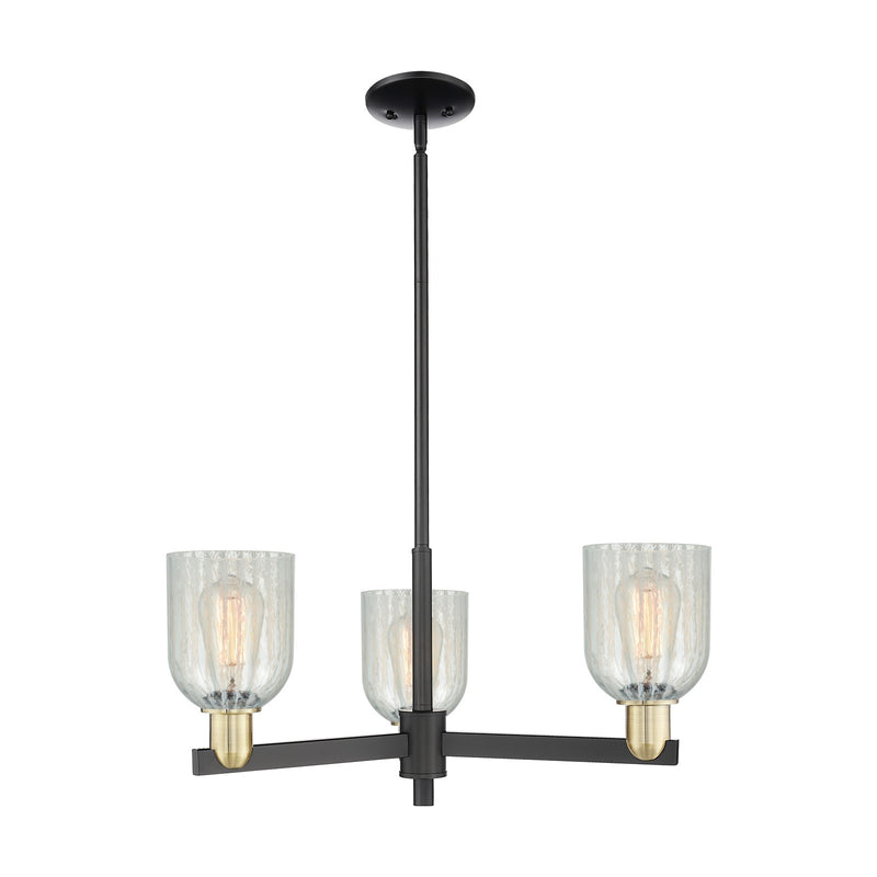 Innovations Caledonia 27in 3-Light Pendant | Industrial Black Antique Brass Steel and Mouchette Glass | Kitchen Island & Dining | Model 716-3CR-BAB-G2511