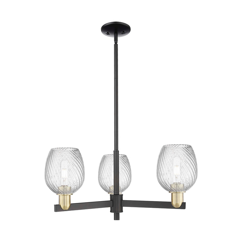 Innovations Salina 28in 3-Light Pendant | Industrial Black Antique Brass Steel and Clear Spiral Fluted Glass | Kitchen Island & | Model 716-3CR-BAB-G292