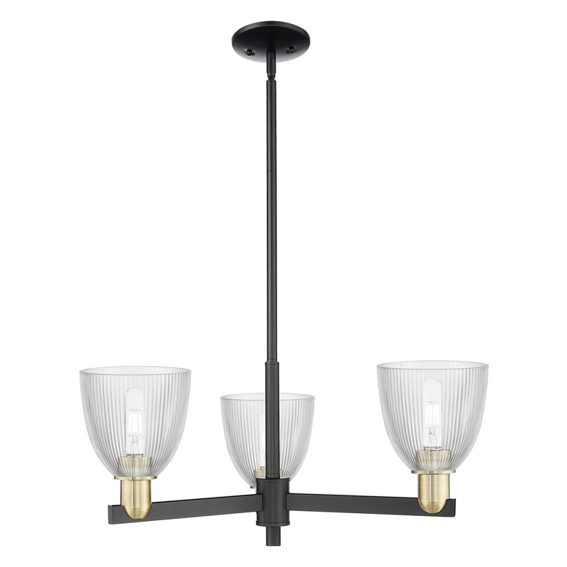 Innovations Castile 28in 3-Light Pendant | Industrial Black Antique Brass Steel and Clear Glass | Kitchen Island & Dining Room | Model 716-3CR-BAB-G382