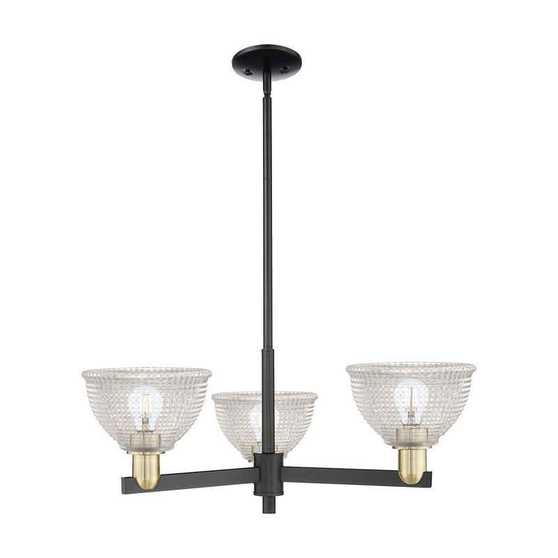Innovations Arietta 30in 3-Light Pendant | Industrial Black Antique Brass Steel and Clear Glass | Kitchen Island & Dining Room | Model 716-3CR-BAB-G422