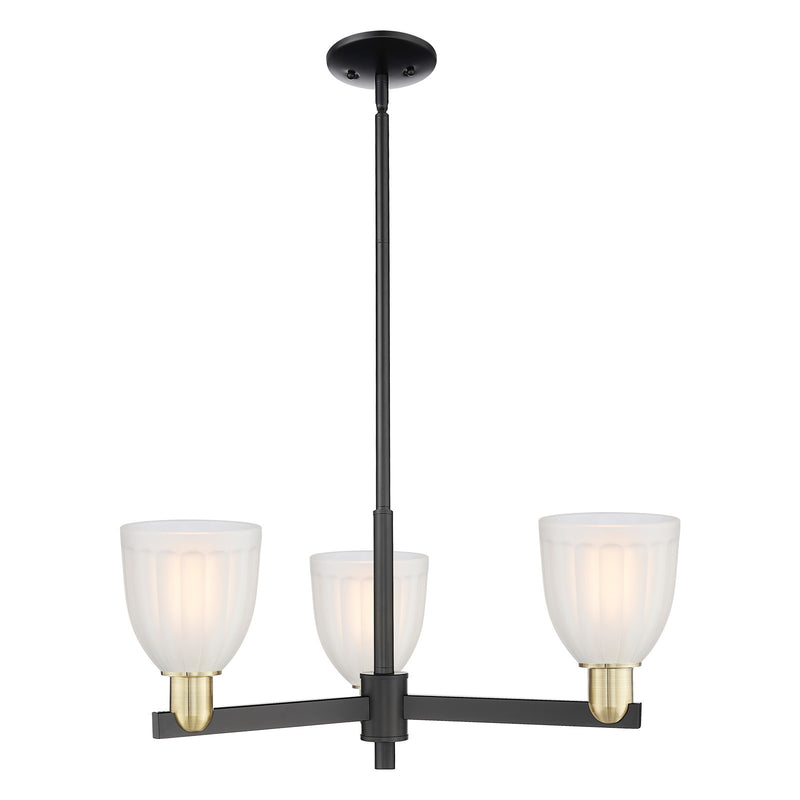 Innovations Brookfield 28in 3-Light Pendant | Industrial Black Antique Brass and White Frosted Ribbed Glass | Kitchen Island & | Model 716-3CR-BAB-G441