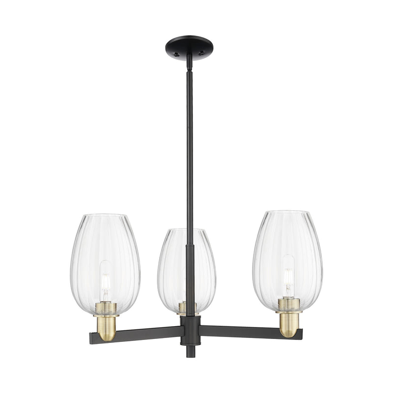 Innovations Preston Flute 28in 3-Light Pendant | Industrial Black Antique Brass and Clear Glass | Kitchen Island & Dining | Model 716-3CR-BAB-G457-6CL