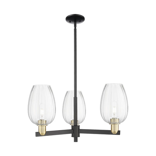 Innovations Preston Flute 28in 3-Light Pendant | Industrial Black Antique Brass and Clear Glass | Kitchen Island & Dining | Model 716-3CR-BAB-G457-6CL