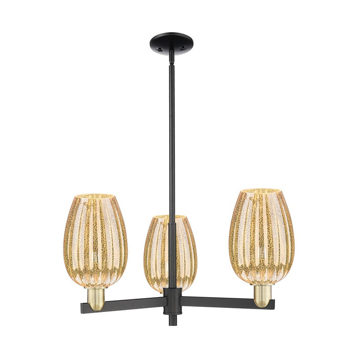 Innovations Preston 3Lt 18" Flute Stem Chandelier, BKS/MC - 716-3CR-BAB-G457-6ME