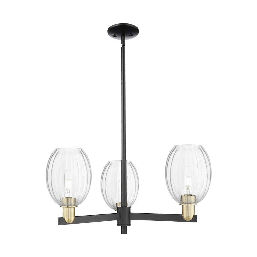 Innovations Preston 3Lt 18" Bell Stem Chandelier, BKS/CL - 716-3CR-BAB-G459-6CL