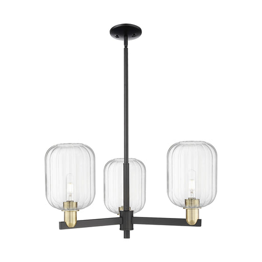 Innovations Preston Cylinder 28.5in 3-Light Pendant | Industrial Black Antique Brass and Clear Glass | Kitchen Island & | Model 716-3CR-BAB-G460-7CL
