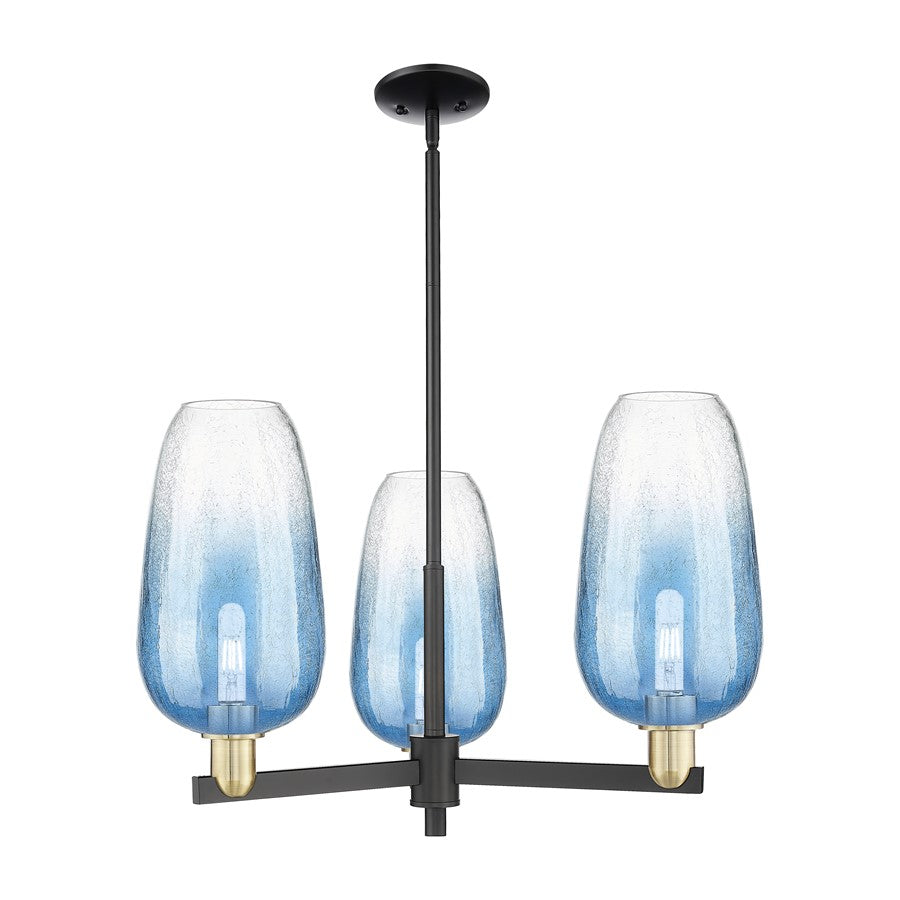 Innovations BH Flute 3Lt 18" Stem Chandelier, BKBS/SB - 716-3CR-BAB-G484-7SB