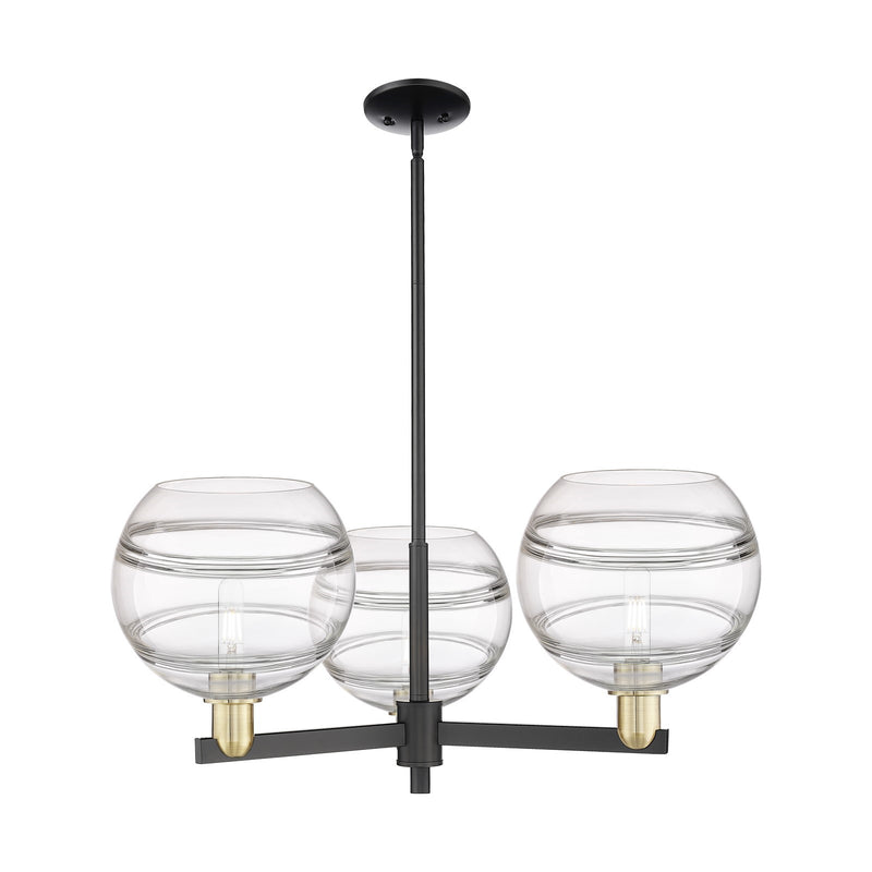 Innovations Rochester 32in 3-Light Pendant | Industrial Black Antique Brass and Clear Glass | Kitchen Island & Dining Room | Model 716-3CR-BAB-G556-10CL