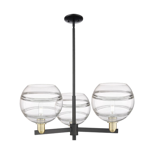 Innovations Rochester 32in 3-Light Pendant | Industrial Black Antique Brass and Clear Glass | Kitchen Island & Dining Room | Model 716-3CR-BAB-G556-10CL