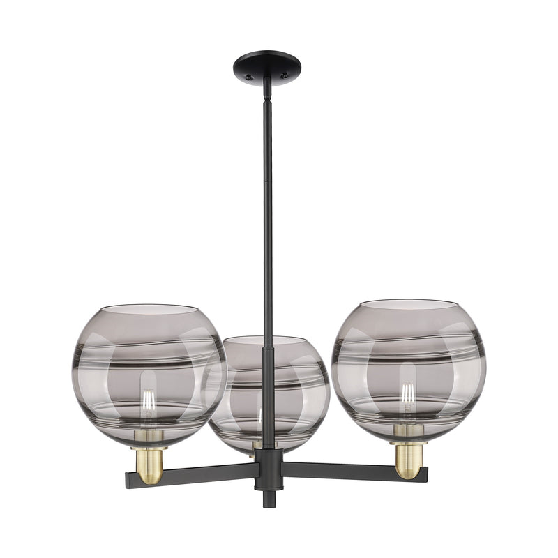 Innovations Rochester 32in 3-Light Pendant | Industrial Black Antique Brass and Light Smoke Glass | Kitchen Island & Dining | Model 716-3CR-BAB-G556-10SM