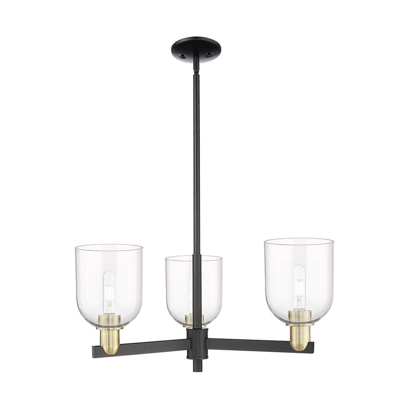 Innovations Bella 27in 3-Light Pendant | Industrial Black Antique Brass and Clear Glass | Kitchen Island & Dining Room | Model 716-3CR-BAB-G558-6CL
