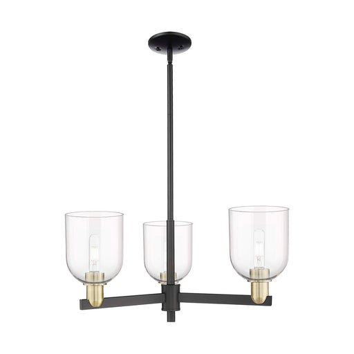 Innovations Bella 27in 3-Light Pendant | Industrial Black Antique Brass and Clear Glass | Kitchen Island & Dining Room | Model 716-3CR-BAB-G558-6CL