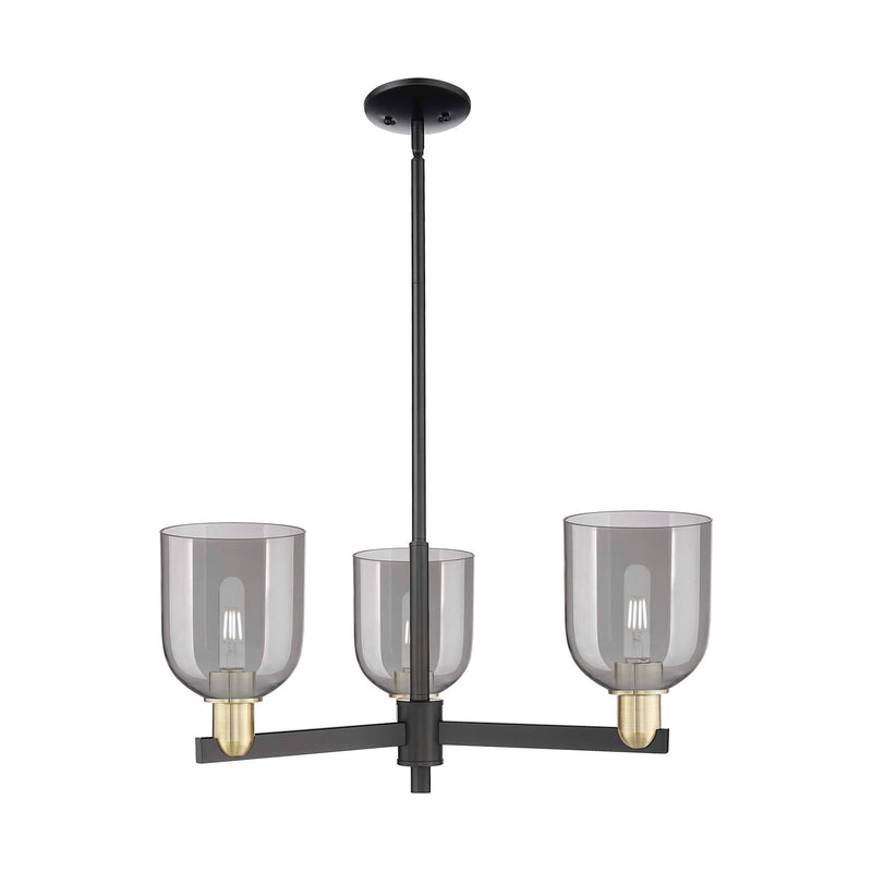 Innovations Bella 27in 3-Light Pendant | Industrial Black Antique Brass and Light Smoke Glass | Kitchen Island & Dining Room | Model 716-3CR-BAB-G558-6SM