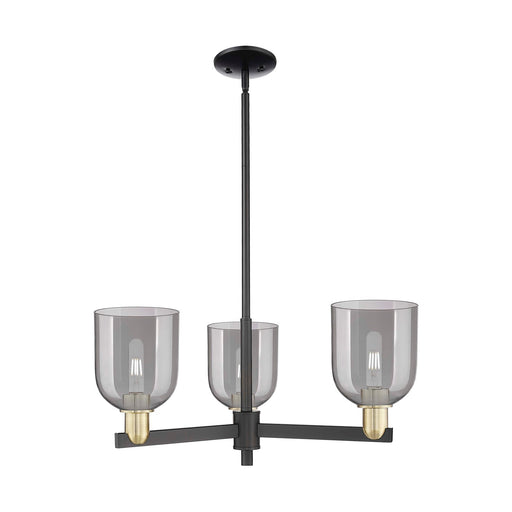Innovations Bella 27in 3-Light Pendant | Industrial Black Antique Brass and Light Smoke Glass | Kitchen Island & Dining Room | Model 716-3CR-BAB-G558-6SM