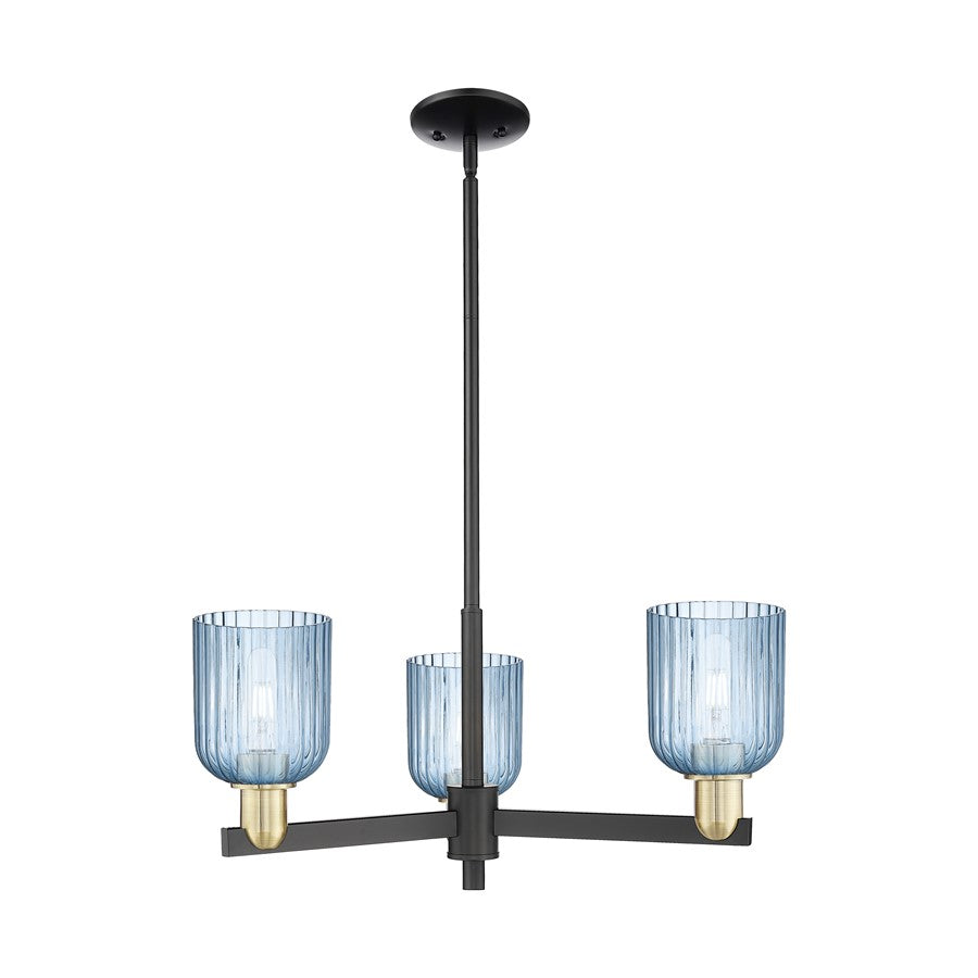Innovations Bridal Veil 3Lt 18" Chandelier, BKBS/Blue - 716-3CR-BAB-G559-5BL