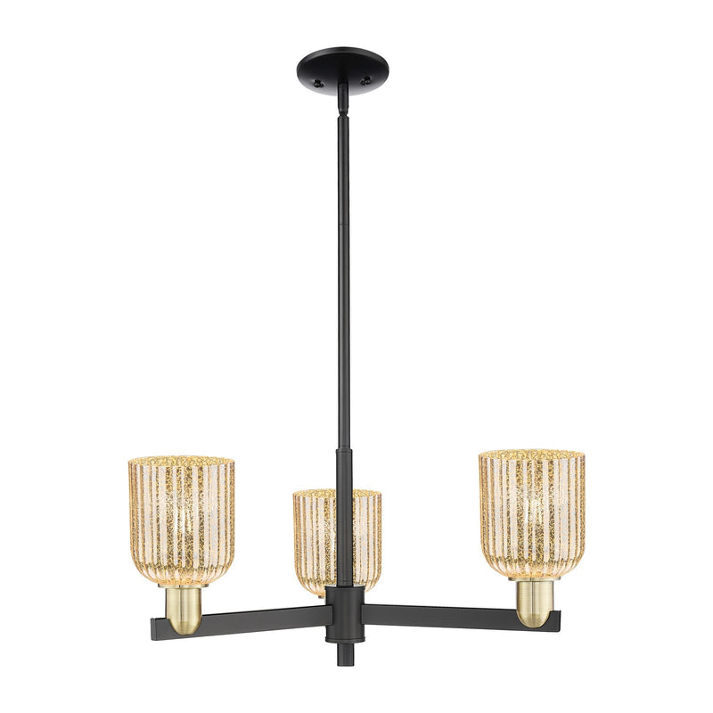 Innovations Bridal Veil 26.75in 3-Light Pendant | Industrial Black Antique Brass Steel and Mercury Ribbed Glass | Kitchen | Model 716-3CR-BAB-G559-5ME