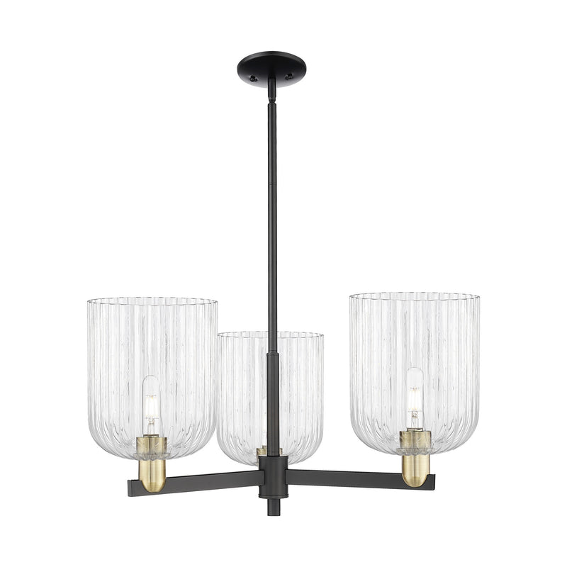 Innovations Bridal Veil 30in 3-Light Pendant | Industrial Black Antique Brass Steel and Clear Ribbed Glass | Kitchen Island & | Model 716-3CR-BAB-G559-8CL