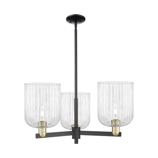 Innovations Bridal Veil 30in 3-Light Pendant | Industrial Black Antique Brass Steel and Clear Ribbed Glass | Kitchen Island & | Model 716-3CR-BAB-G559-8CL