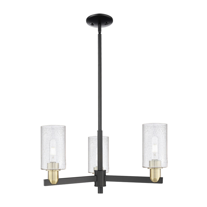 Innovations Clymer 26in 3-Light Pendant | Industrial Black Antique Brass Steel and Seedy Glass | Kitchen Island & Dining Room | Model 716-3CR-BAB-G804